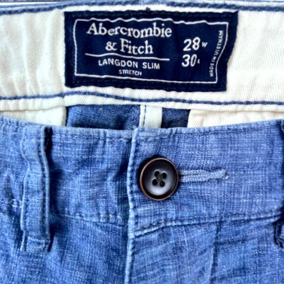 Abercormbie & Fitch Pants Mens 28 Blue Stretch Langdon Slim Tapered Academia - Picture 4 of 8